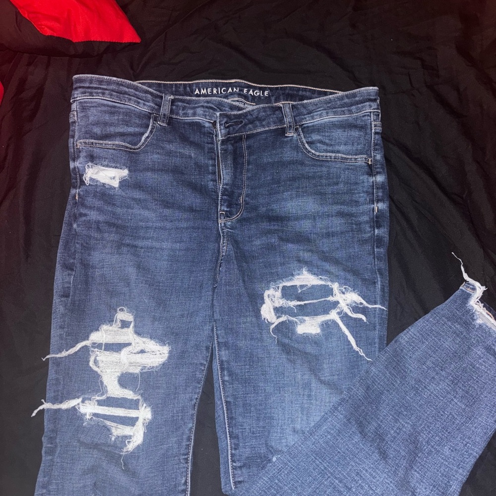 American Eagle Outfitters Women's Ripped Blue Skinny Jeans
